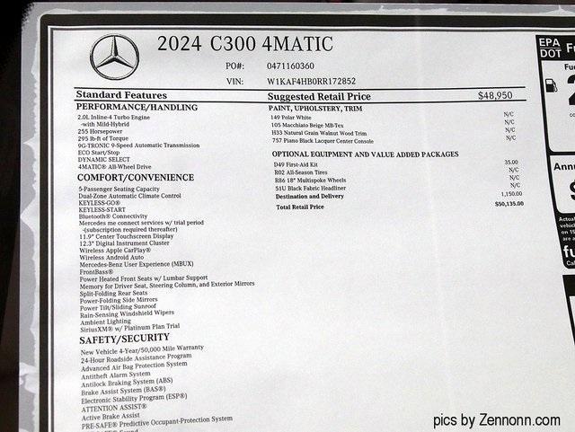 new 2024 Mercedes-Benz C-Class car, priced at $50,135