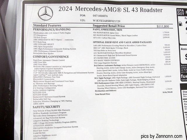 new 2024 Mercedes-Benz AMG SL 43 car, priced at $136,785