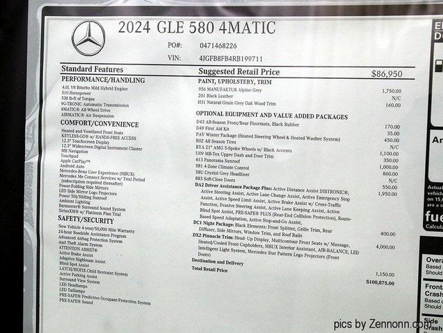 new 2024 Mercedes-Benz GLE 580 car, priced at $100,875