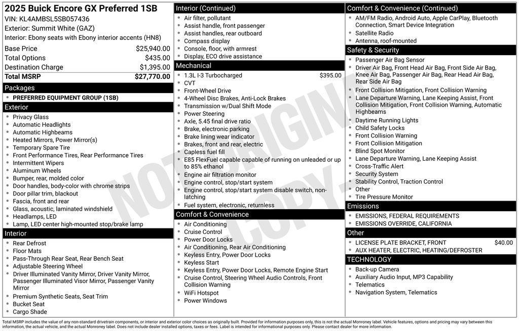 new 2025 Buick Encore GX car, priced at $23,994