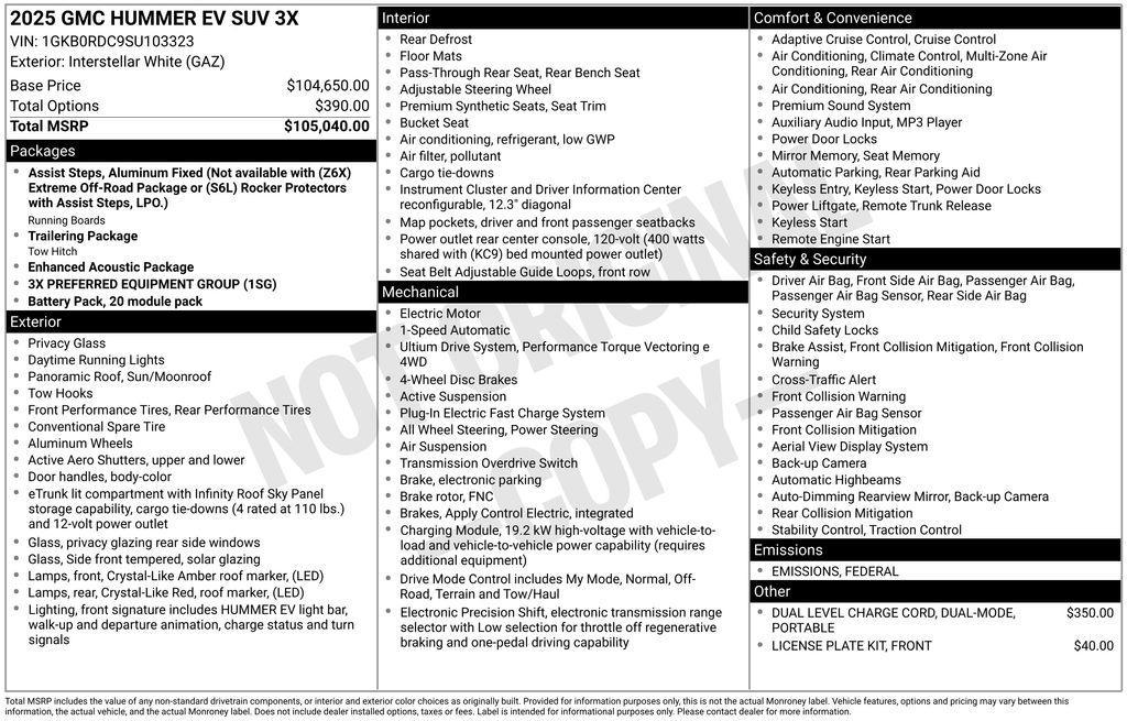 new 2025 GMC HUMMER EV SUV car, priced at $104,295