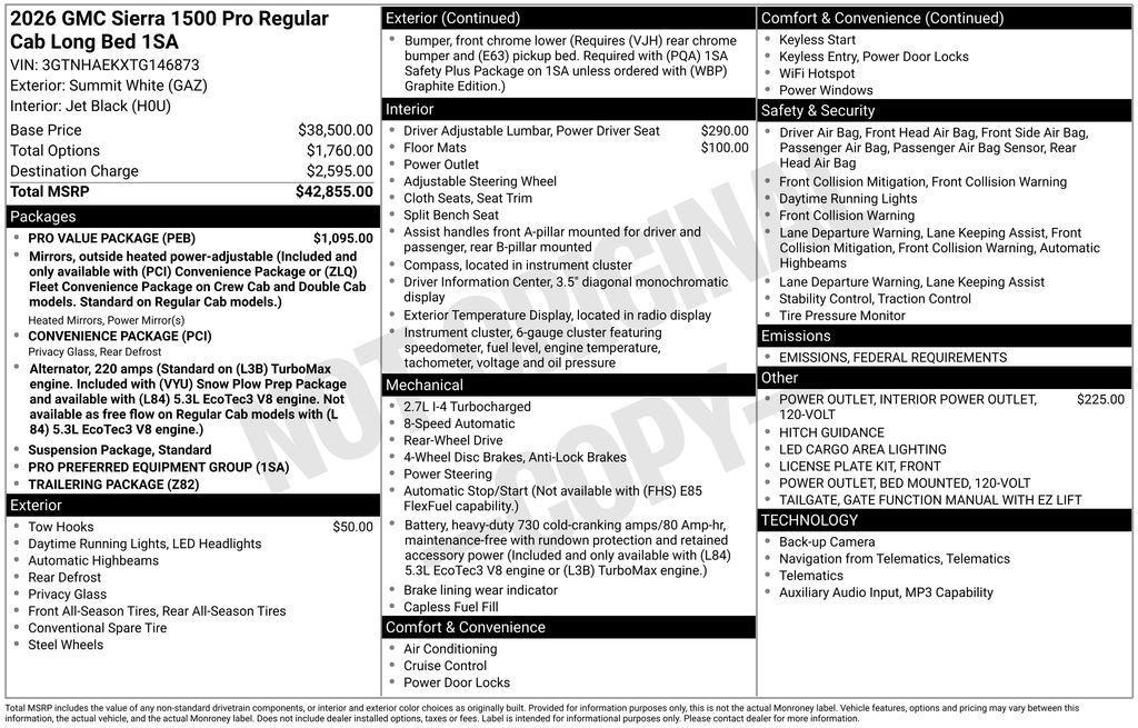 new 2026 GMC Sierra 1500 car, priced at $36,796