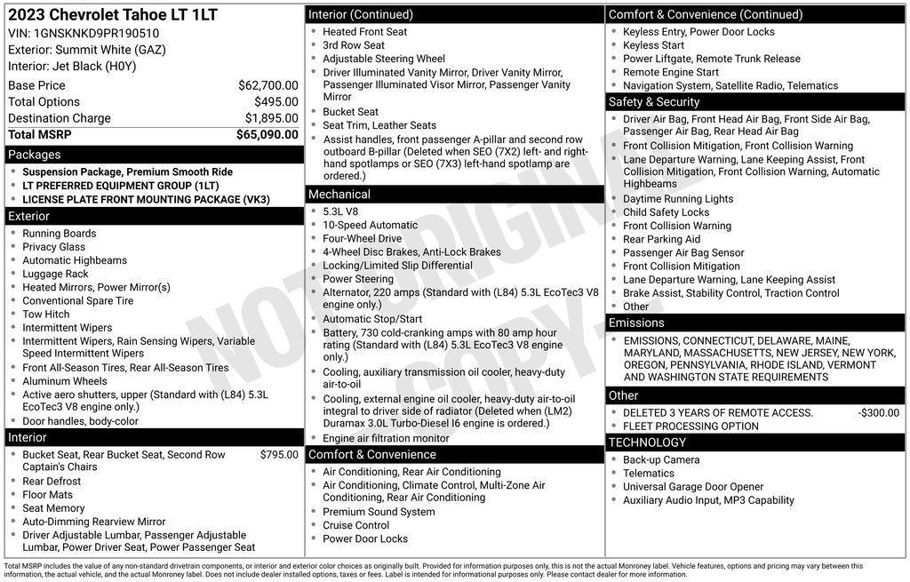 used 2023 Chevrolet Tahoe car, priced at $44,800