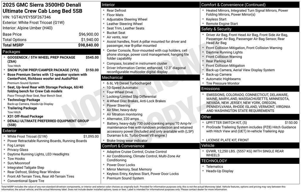 new 2025 GMC Sierra 3500 car, priced at $99,835