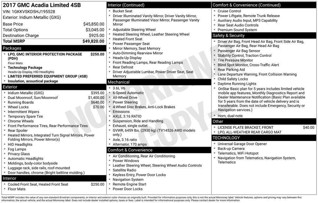 used 2017 GMC Acadia Limited car, priced at $17,995