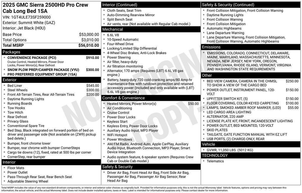 new 2025 GMC Sierra 2500 car, priced at $52,089
