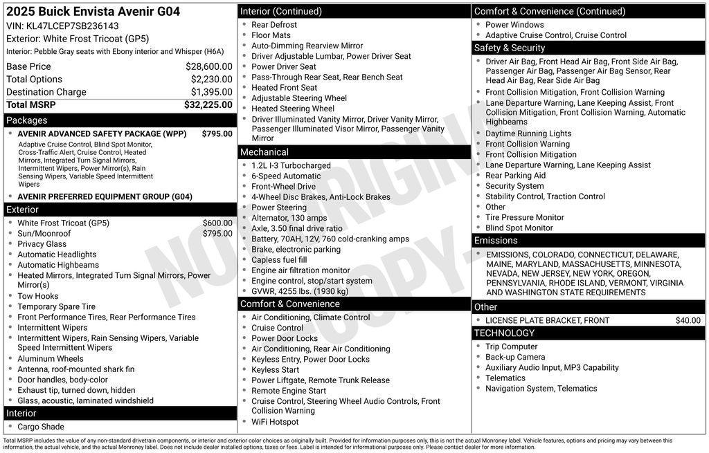 new 2025 Buick Envista car, priced at $26,855