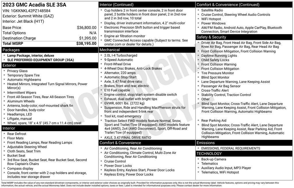 used 2023 GMC Acadia car, priced at $25,750