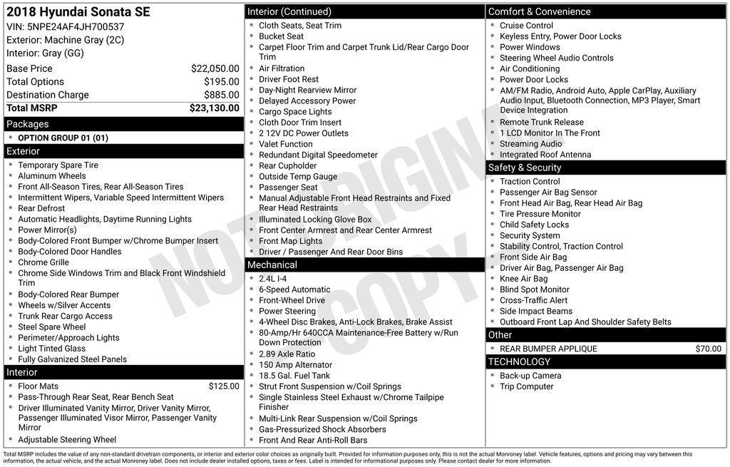 used 2018 Hyundai Sonata car, priced at $13,995