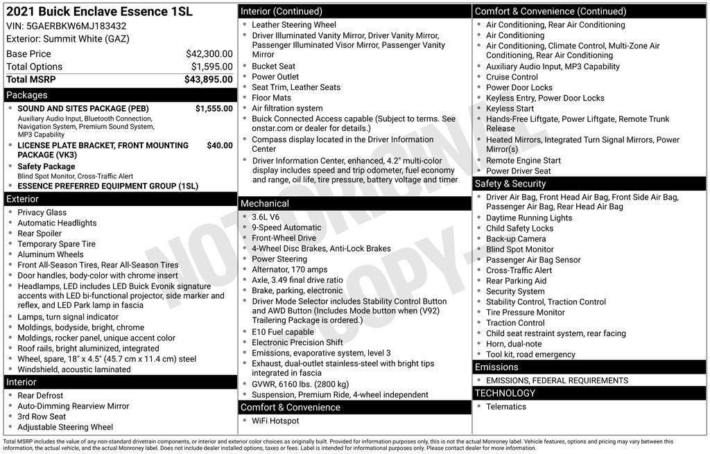 used 2021 Buick Enclave car, priced at $21,961