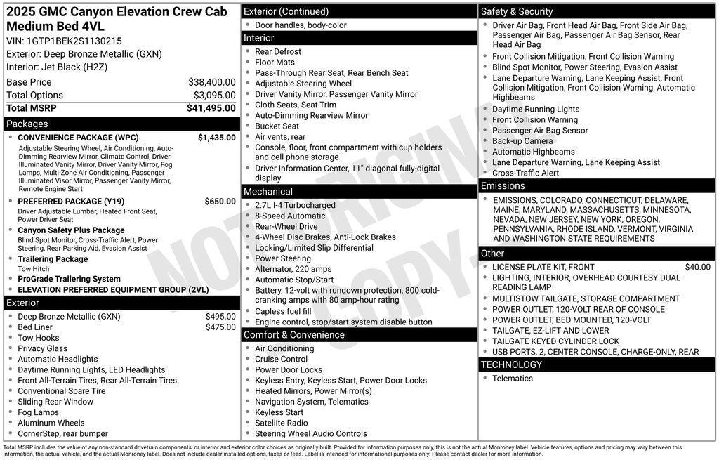 new 2025 GMC Canyon car, priced at $43,050
