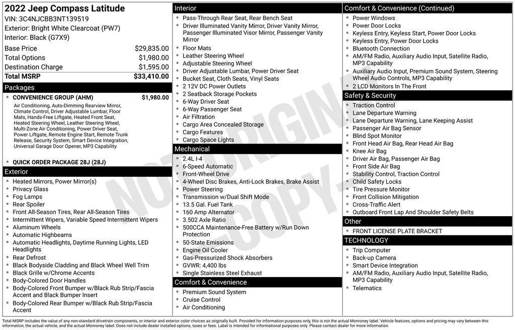 used 2022 Jeep Compass car, priced at $15,500