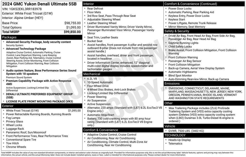 used 2024 GMC Yukon car, priced at $96,450