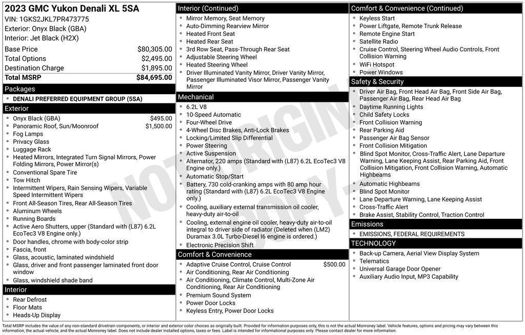 used 2023 GMC Yukon XL car, priced at $62,900