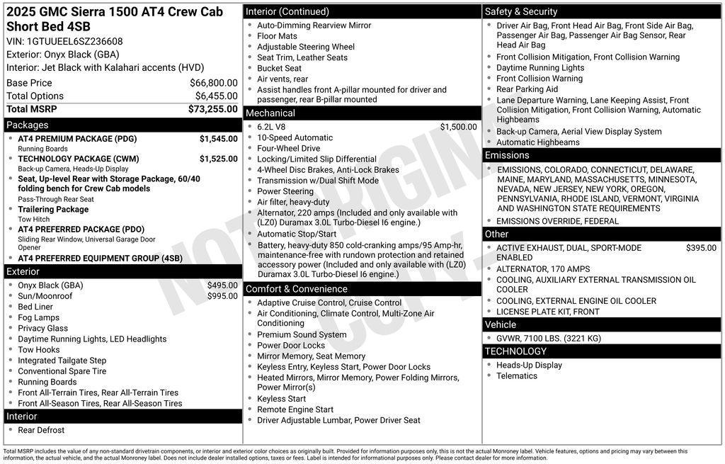 new 2025 GMC Sierra 1500 car, priced at $72,000