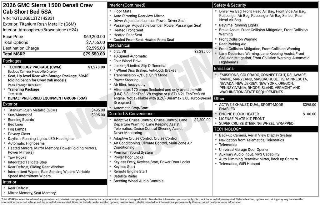 new 2026 GMC Sierra 1500 car, priced at $73,808