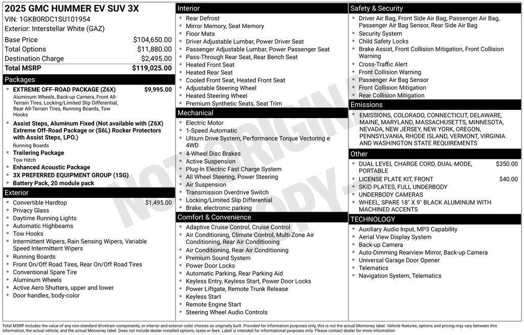 new 2025 GMC HUMMER EV SUV car, priced at $95,028