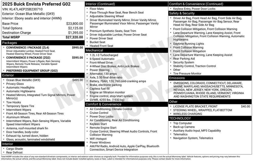 new 2025 Buick Envista car, priced at $22,757