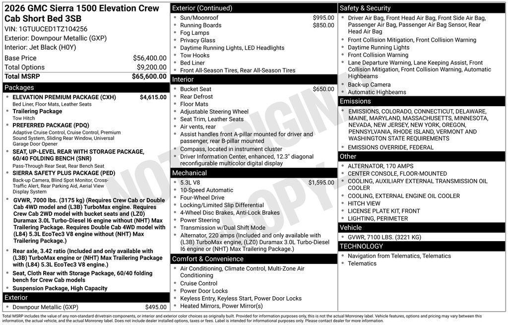 new 2026 GMC Sierra 1500 car, priced at $61,420