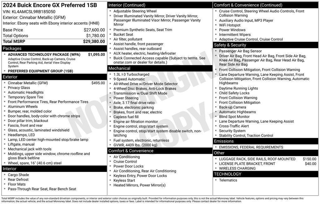 new 2024 Buick Encore GX car, priced at $26,635