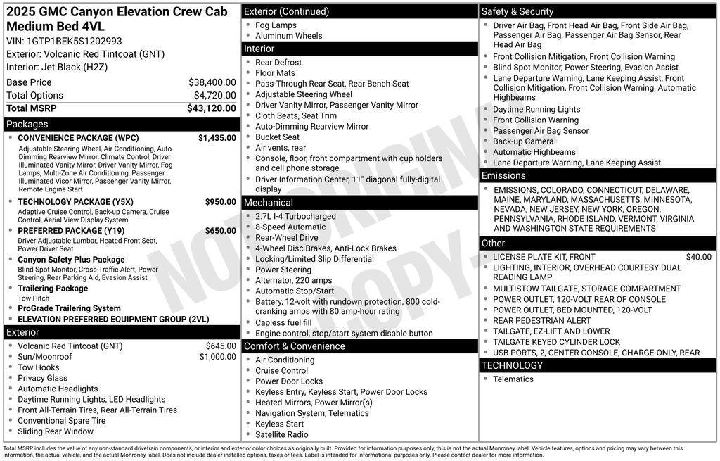 new 2025 GMC Canyon car, priced at $44,775