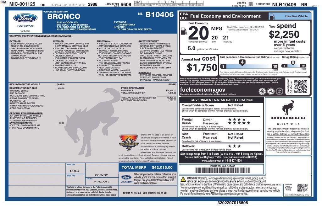 used 2022 Ford Bronco car, priced at $39,950