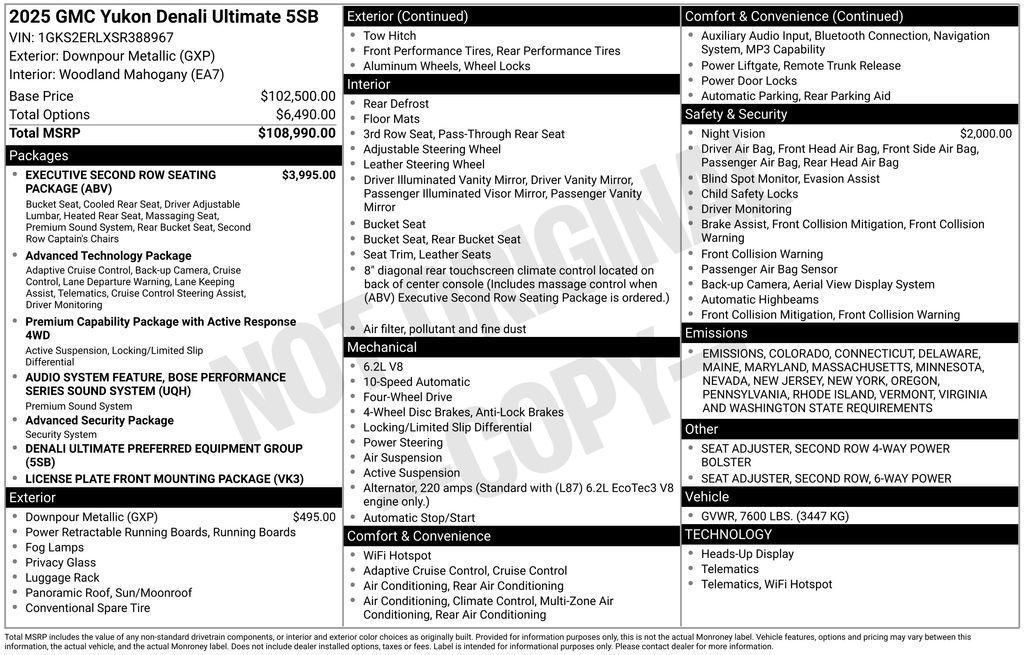 new 2025 GMC Yukon car, priced at $108,585