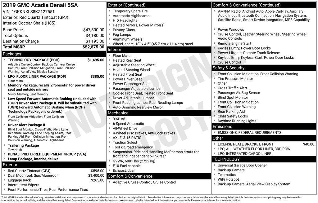 used 2019 GMC Acadia car, priced at $24,600