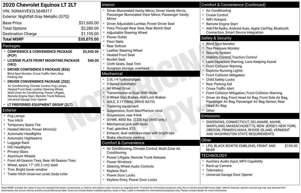 used 2020 Chevrolet Equinox car, priced at $20,800