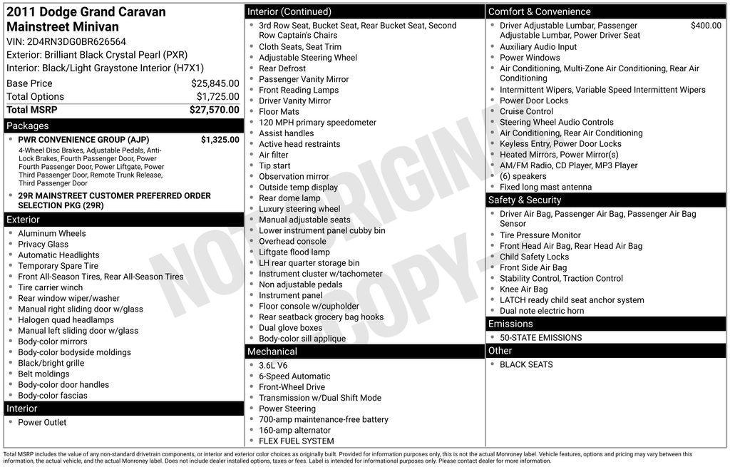 used 2011 Dodge Grand Caravan car, priced at $7,500