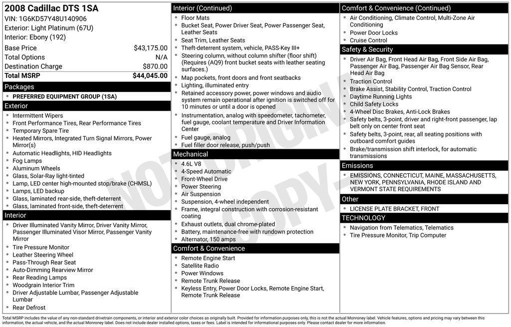 used 2008 Cadillac DTS car, priced at $9,961