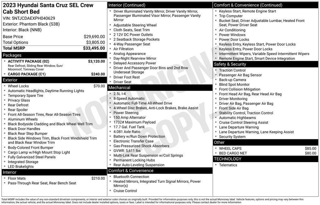 used 2023 Hyundai SANTA CRUZ car, priced at $25,355