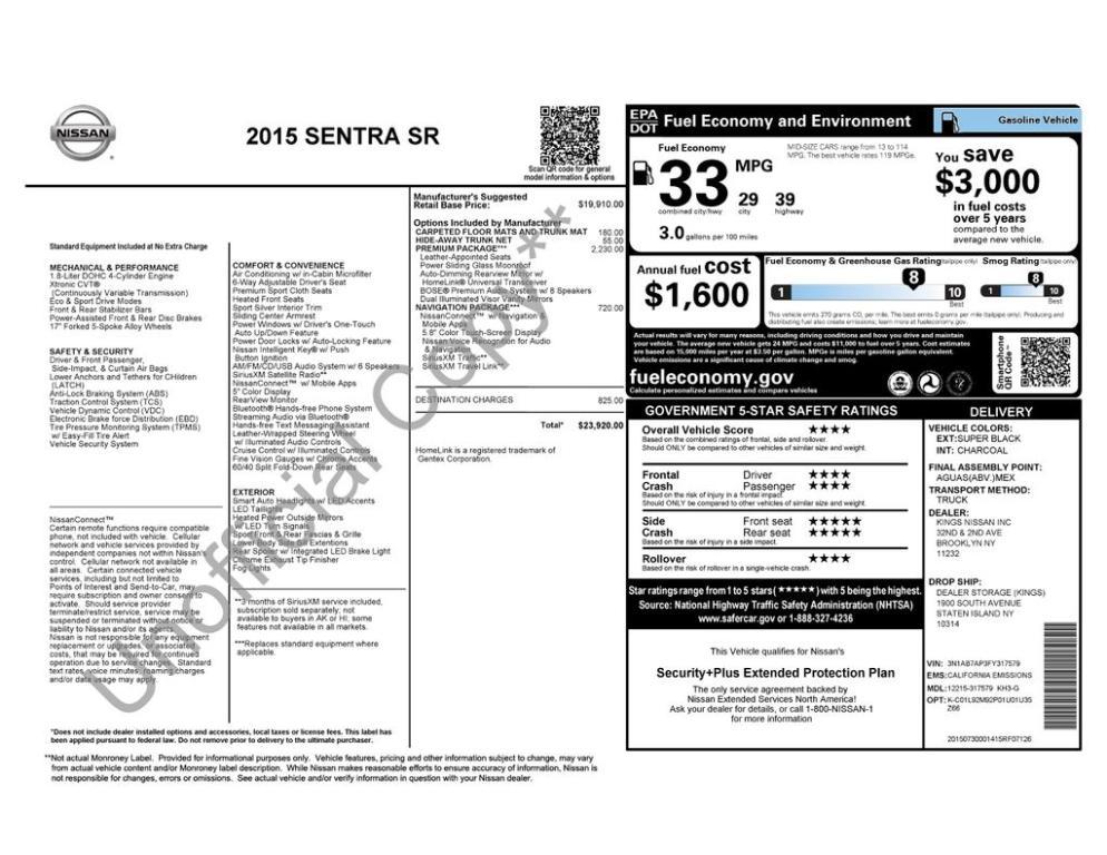 used 2015 Nissan Sentra car, priced at $8,600