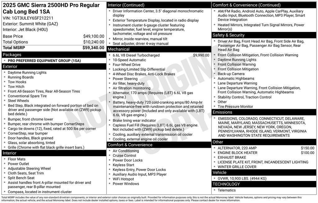 new 2025 GMC Sierra 2500 car, priced at $59,585
