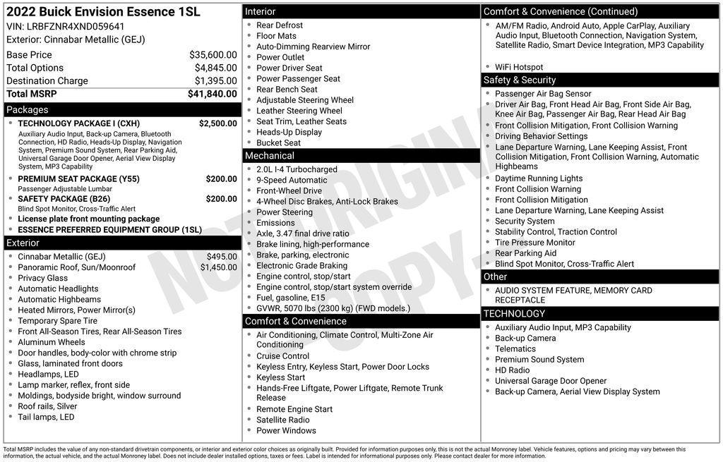 used 2022 Buick Envision car, priced at $23,500