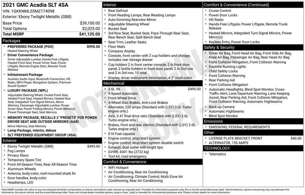 used 2021 GMC Acadia car, priced at $28,999