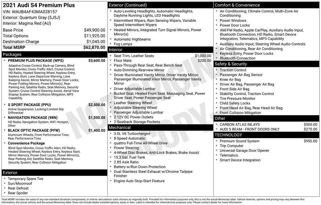 used 2021 Audi S4 car, priced at $32,450