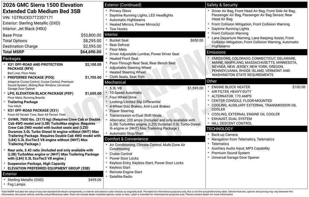 new 2026 GMC Sierra 1500 car, priced at $58,300