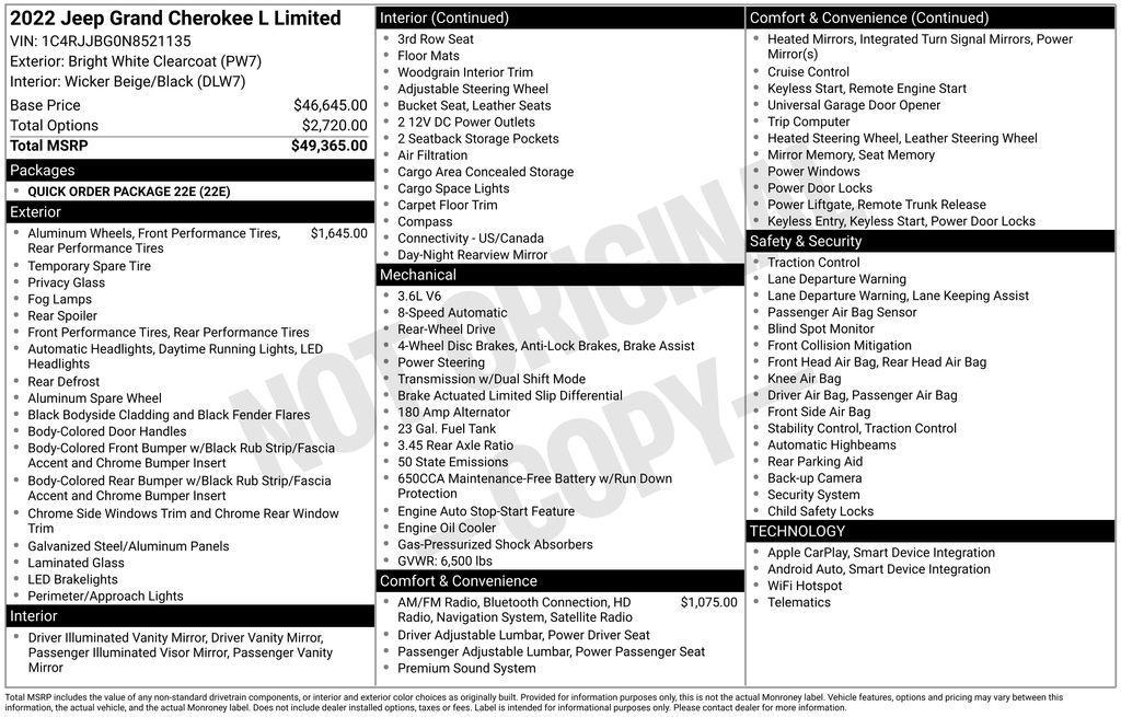 used 2022 Jeep Grand Cherokee L car, priced at $25,661