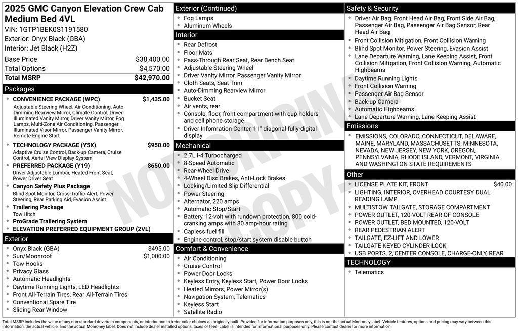 new 2025 GMC Canyon car, priced at $44,525