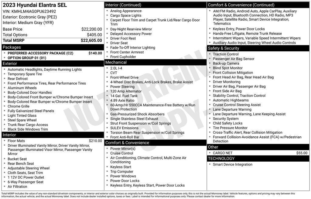 used 2023 Hyundai Elantra car, priced at $20,995