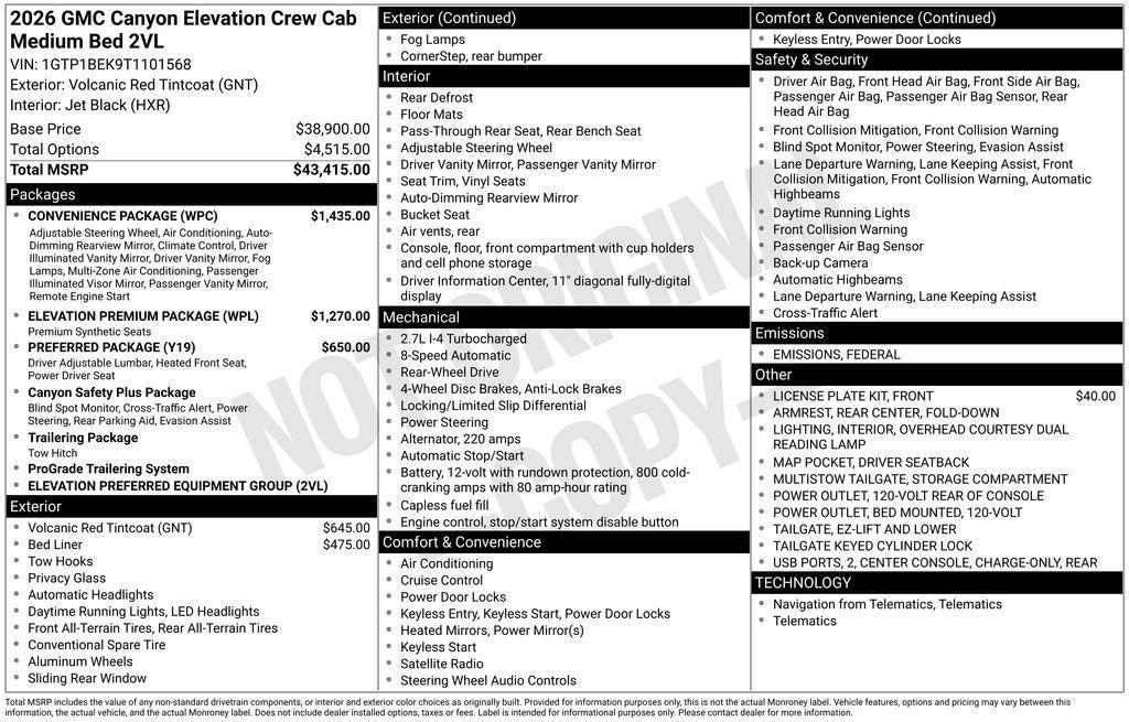 new 2026 GMC Canyon car, priced at $45,470