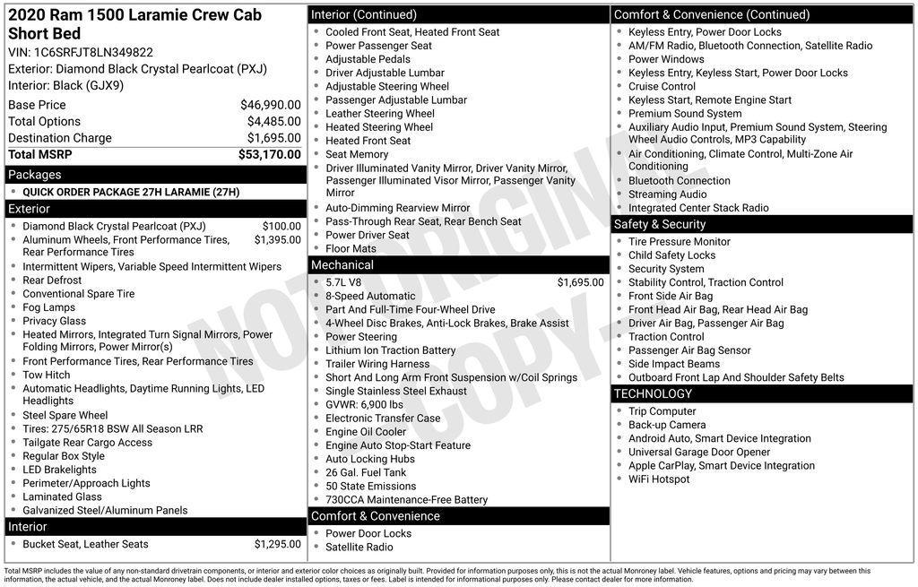 used 2020 Ram 1500 car, priced at $34,500