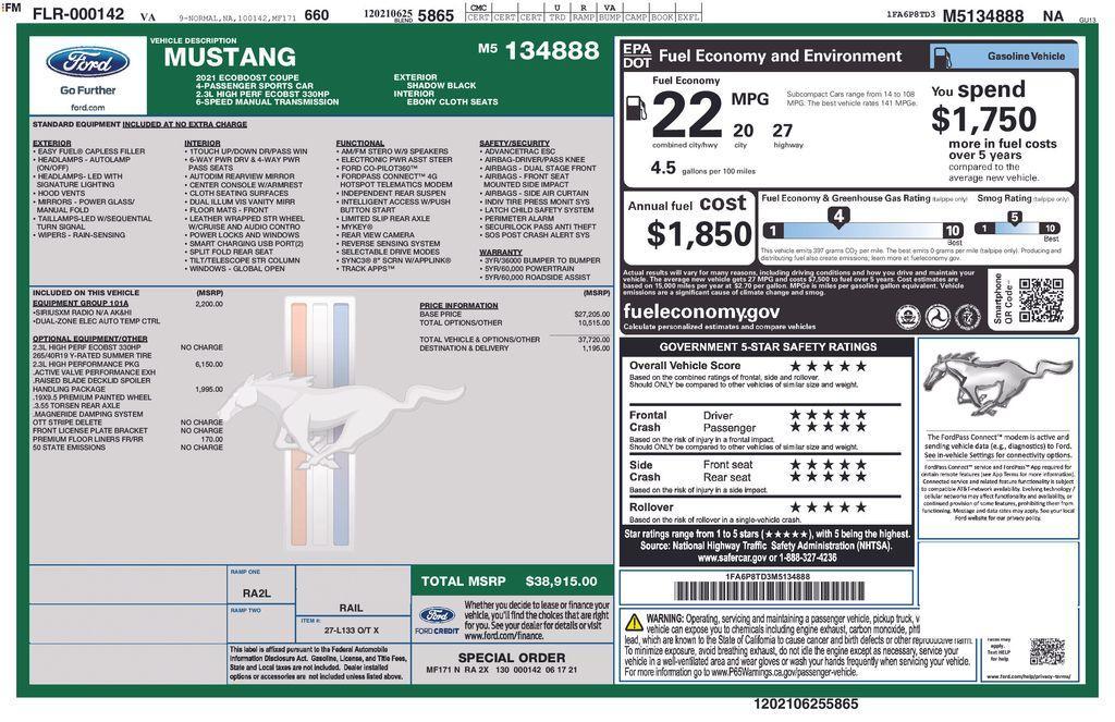used 2021 Ford Mustang car, priced at $24,595
