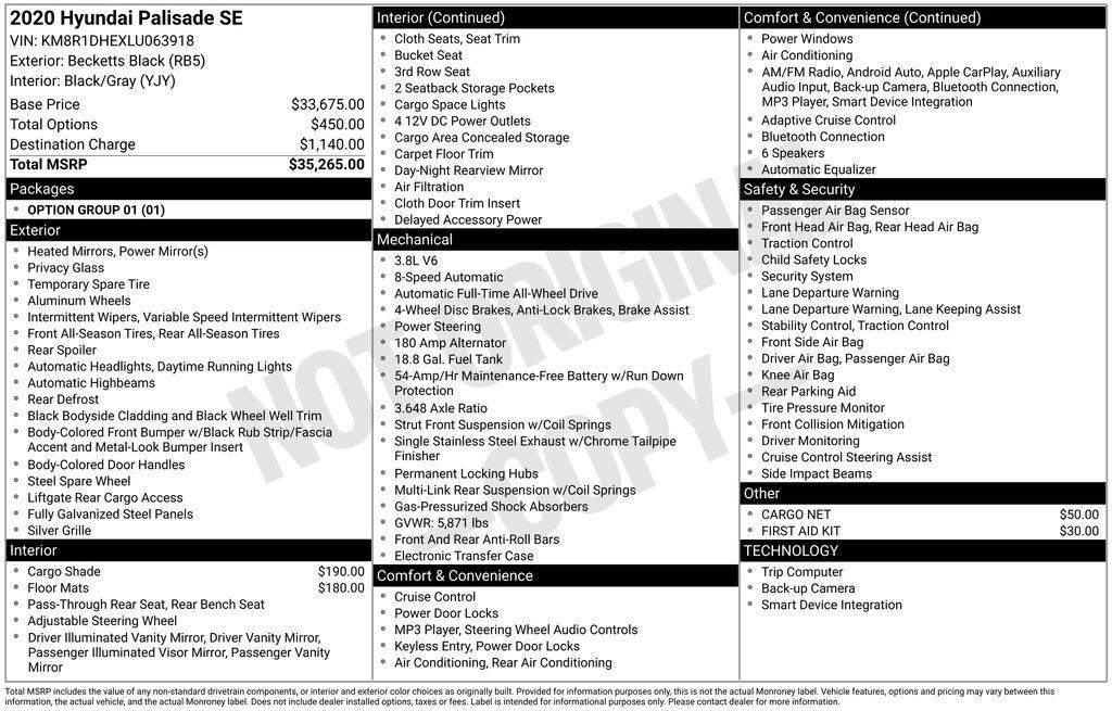 used 2020 Hyundai Palisade car, priced at $22,000