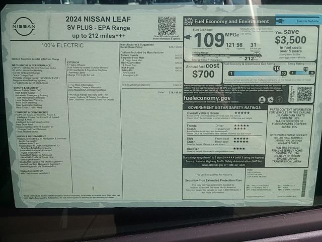 new 2024 Nissan Leaf car, priced at $35,675