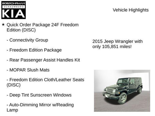 used 2015 Jeep Wrangler Unlimited car, priced at $16,998