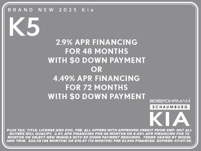 new 2025 Kia K5 car, priced at $31,012