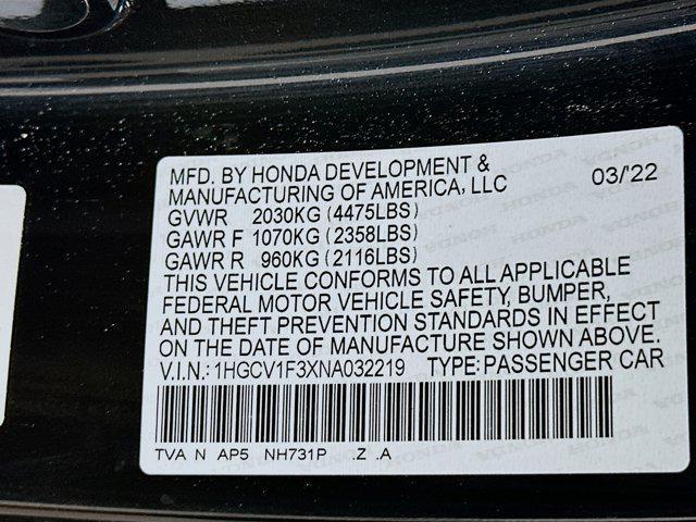used 2022 Honda Accord car, priced at $25,697