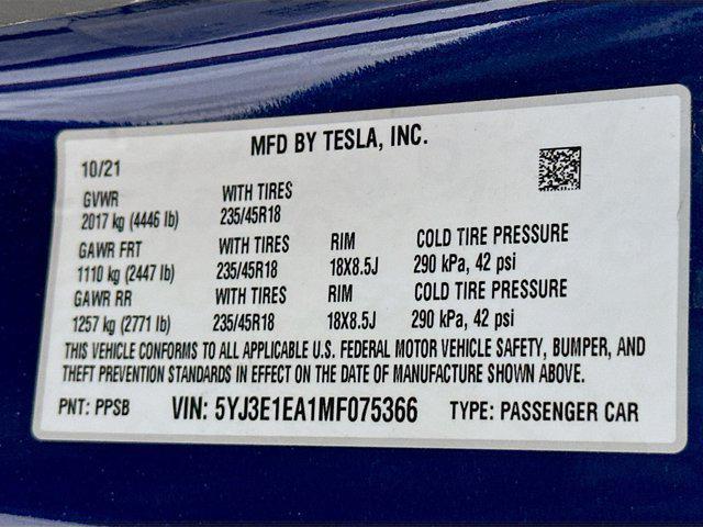 used 2021 Tesla Model 3 car, priced at $22,999